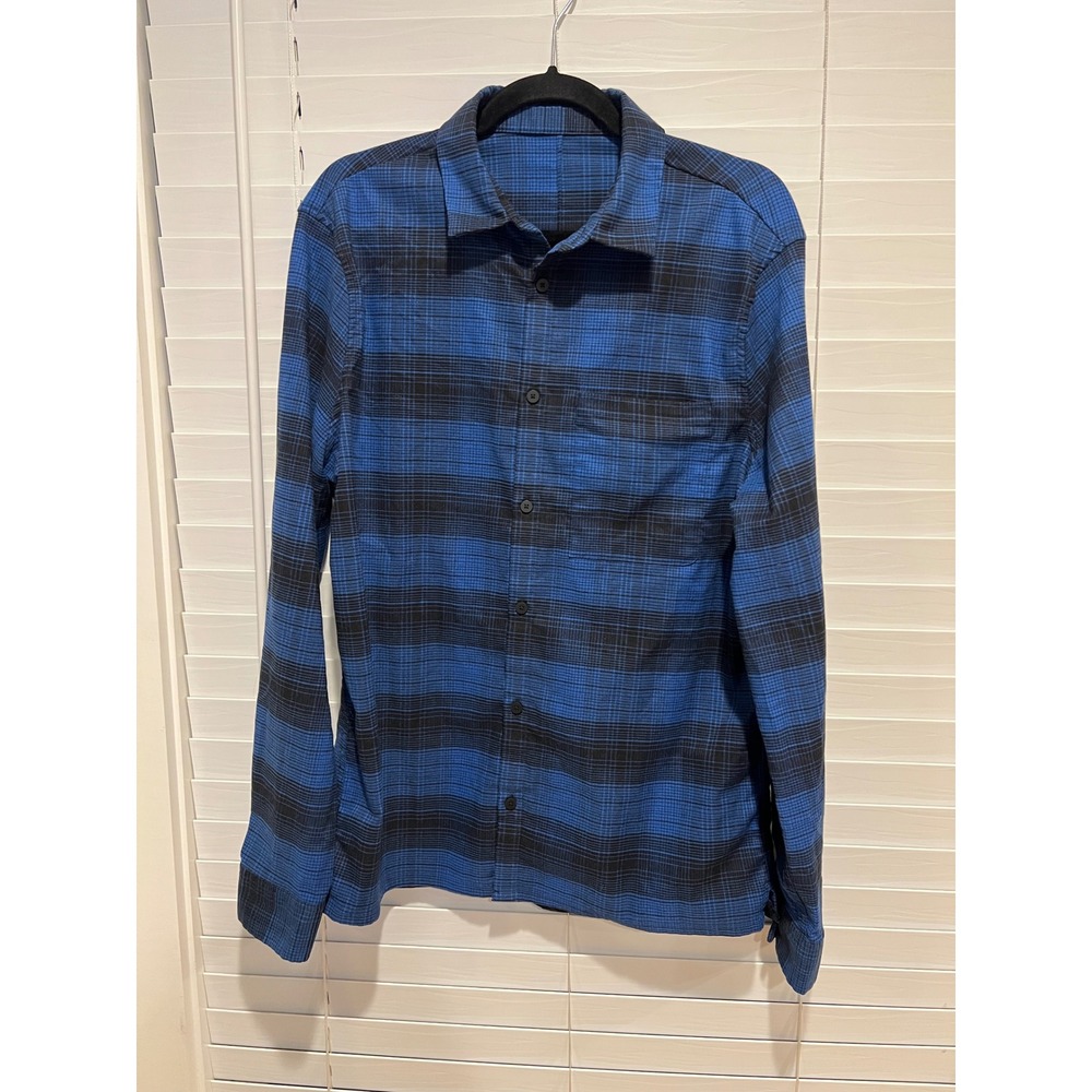 Lululemon Blue Plaid Button Down Long Sleeve Shirt Casual Size M‎